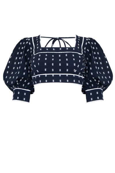 Lulu Top in Navy Polka