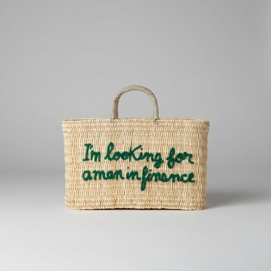 'MAN IN FINANCE' Medium Wicker Basket