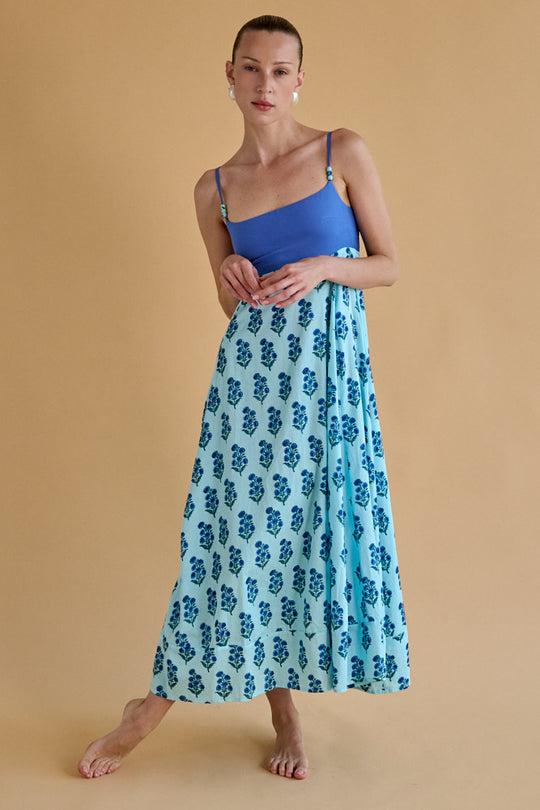 Emilia Dress in Azure Fan