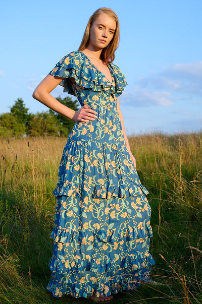 Jasmine Dress Floral Peacock