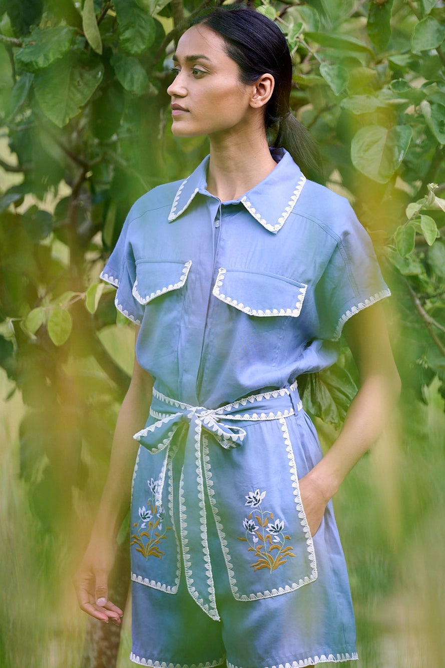 Frankie Romper French Cornflower