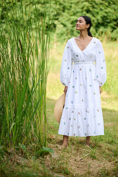 Whitney Dress Wildflower Embroidery