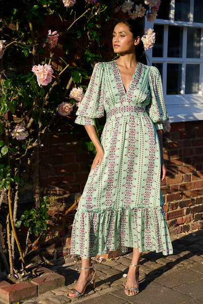 Sophia Dress Aztec Minty
