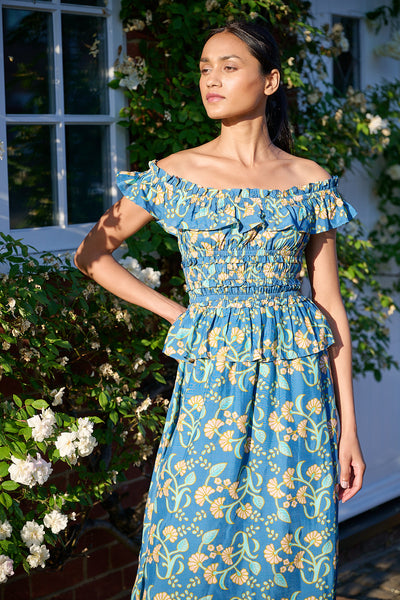Rae Dress Floral Peacock