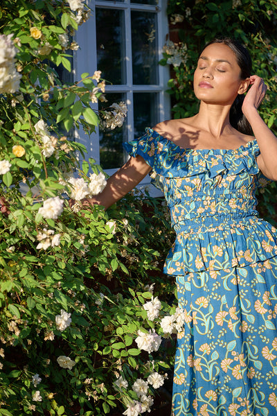 Rae Dress Floral Peacock