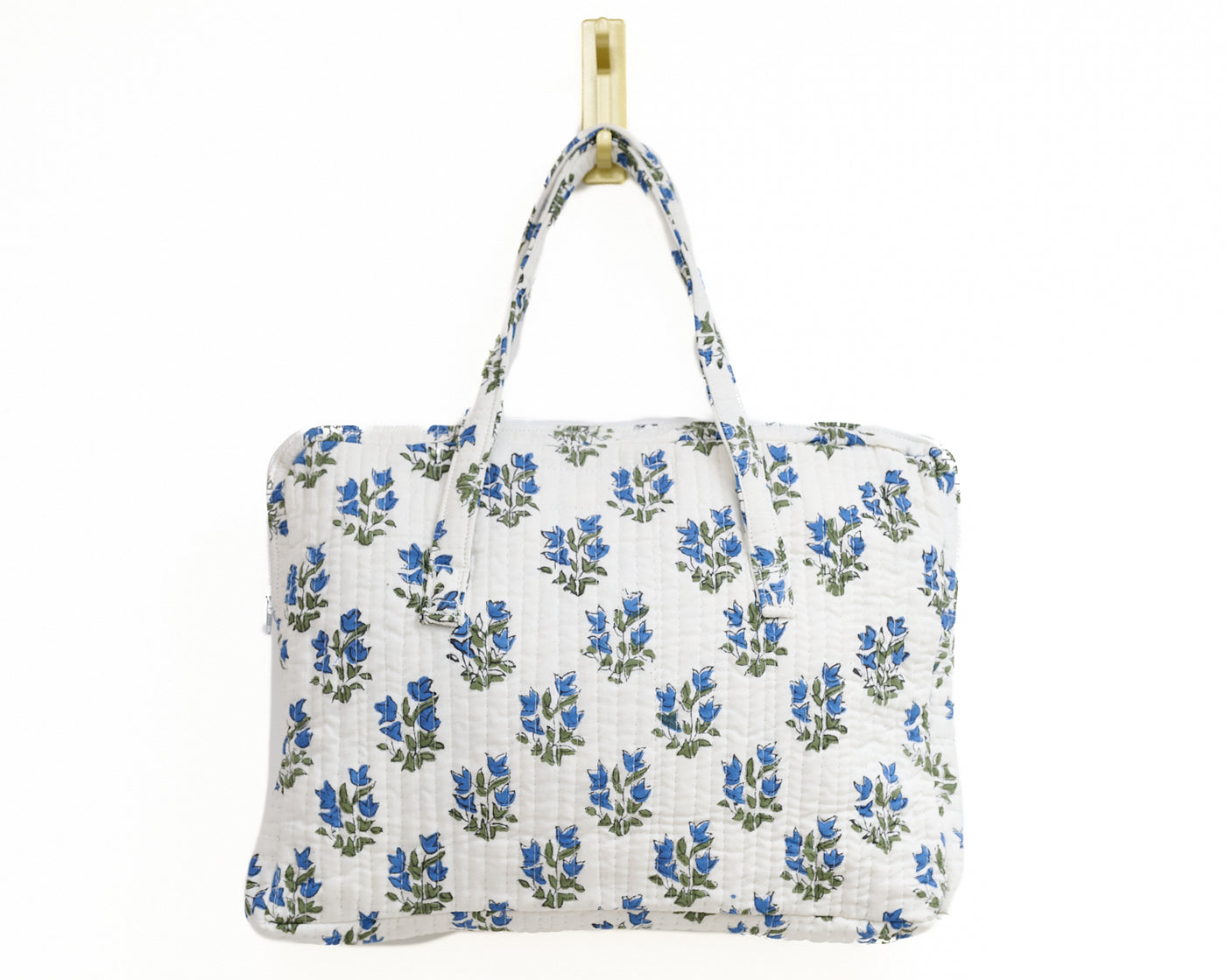 White and Blue Print Hand Bag
