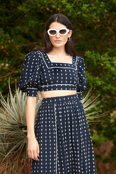 Lulu Top in Navy Polka