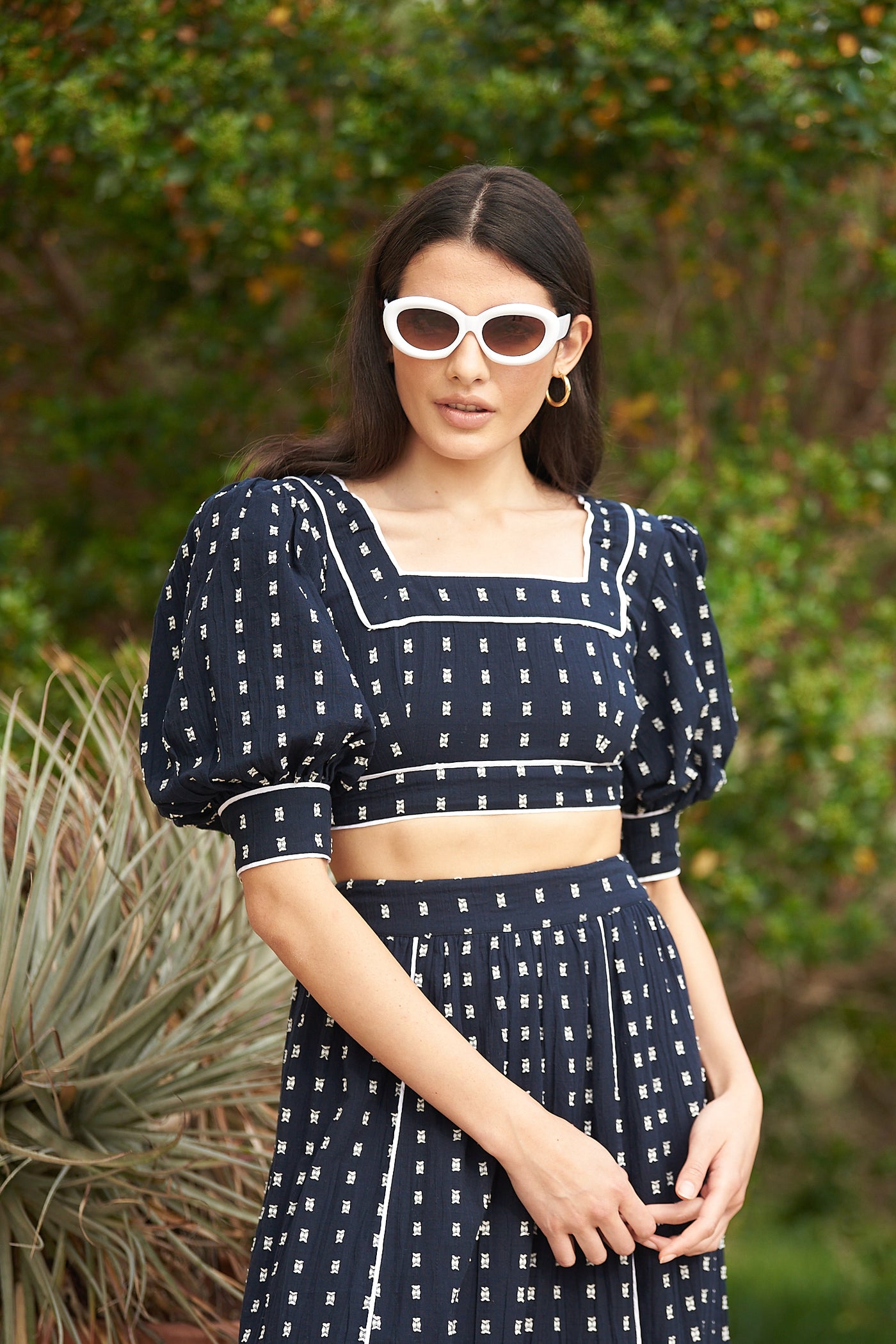 Lulu Top in Navy Polka