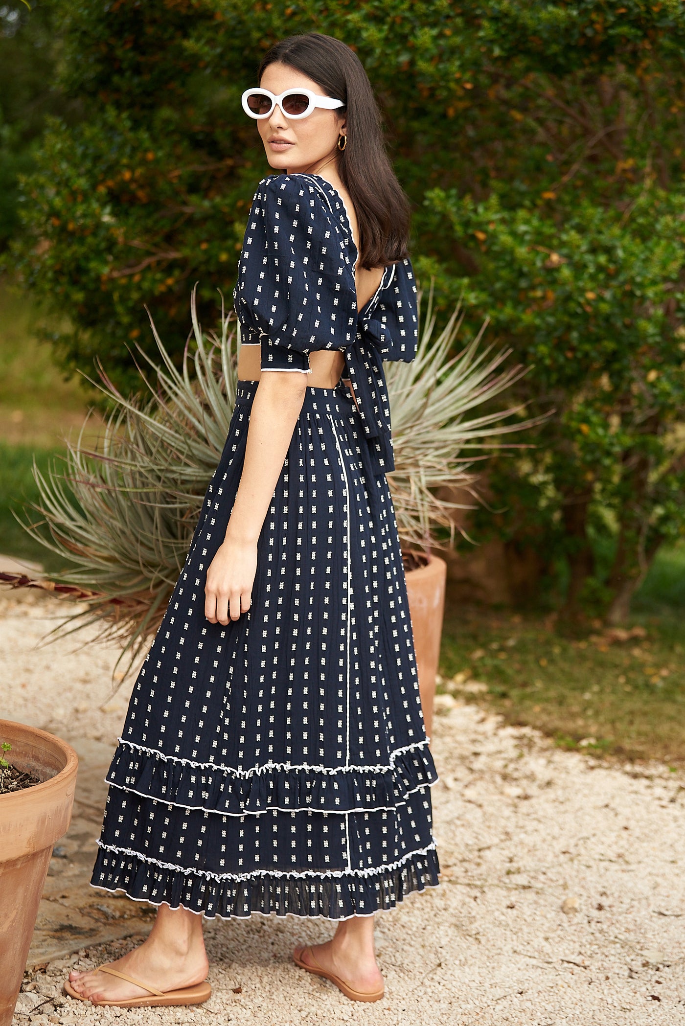 Loretta Skirt in Navy Polka