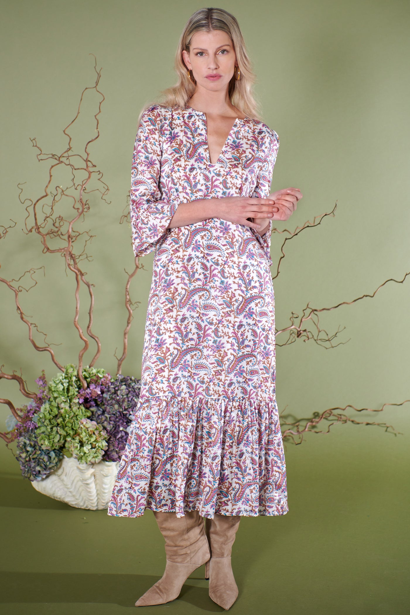 Petra Dress in Autumn Paisley