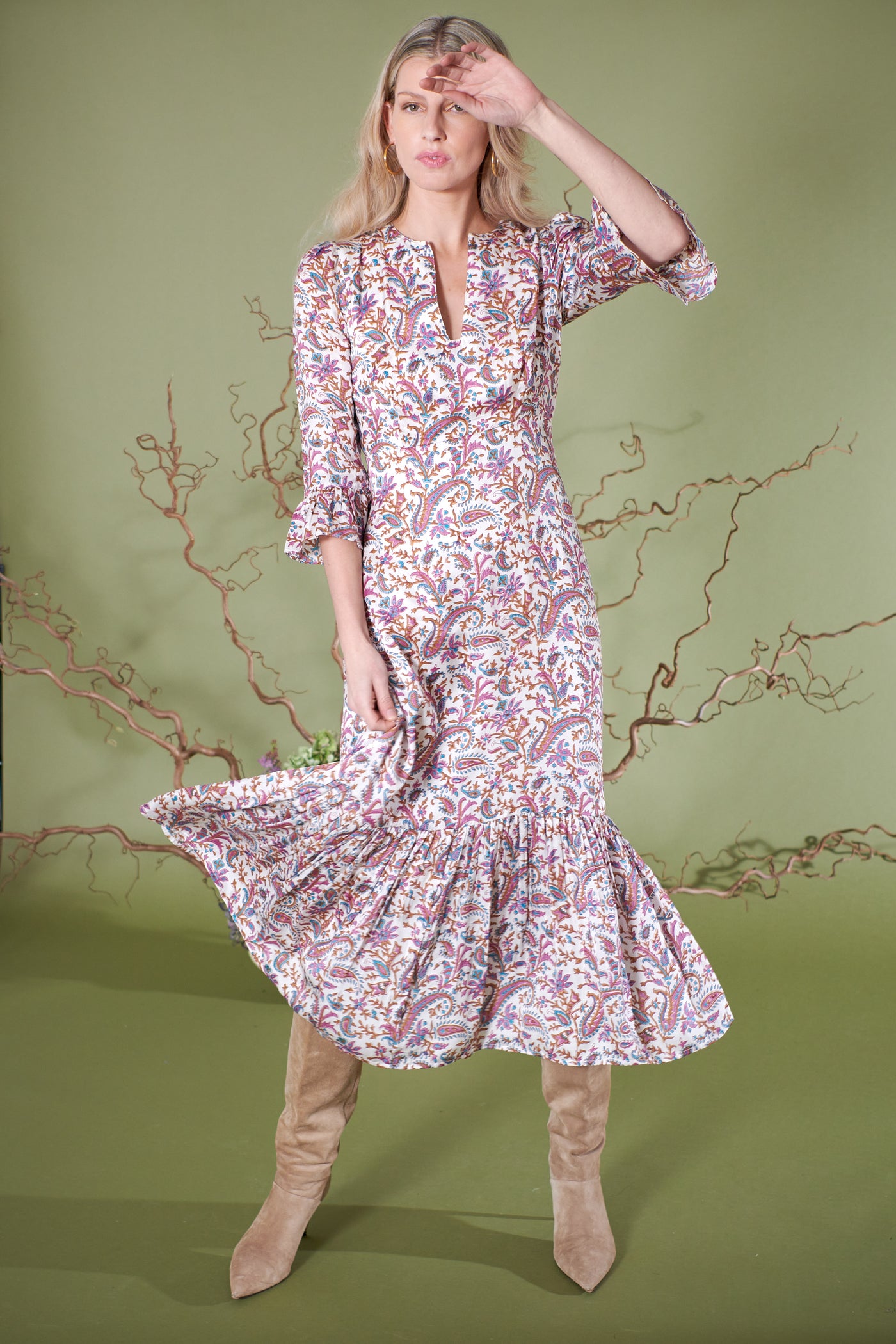 Petra Dress in Autumn Paisley