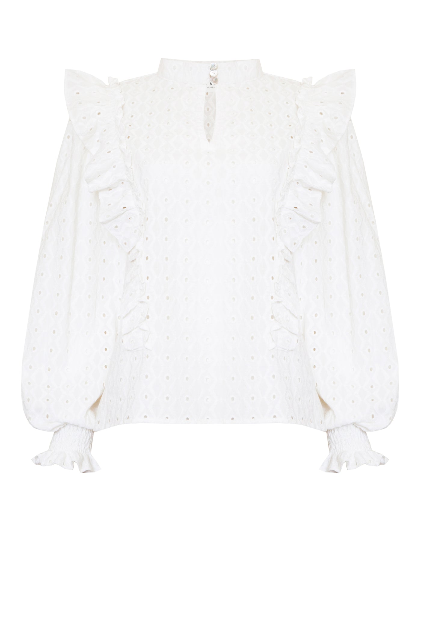 Milly Ruffle Shirt in Diamond Lace