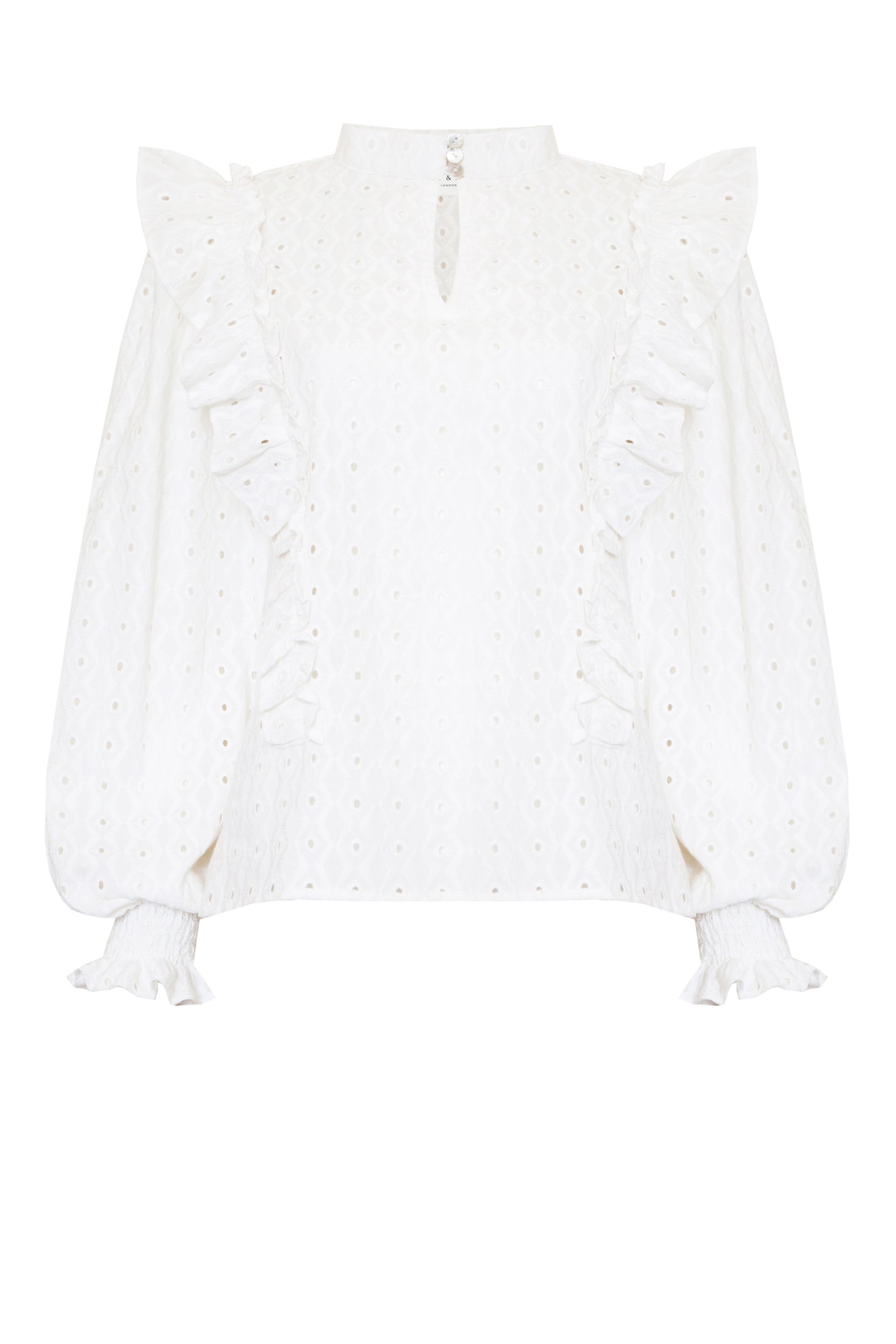 Milly Ruffle Shirt in Diamond Lace