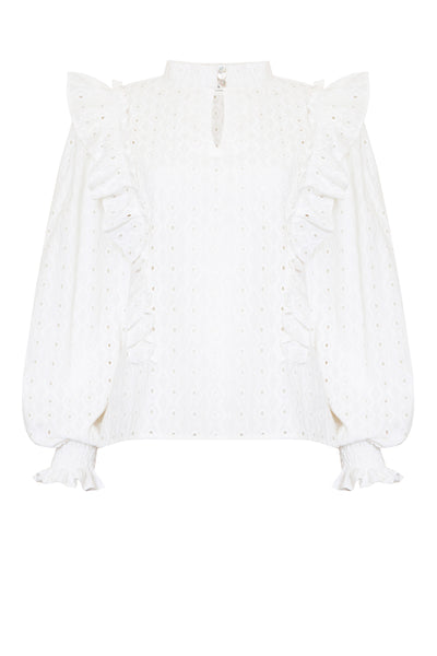 Milly Ruffle Shirt in Diamond Lace