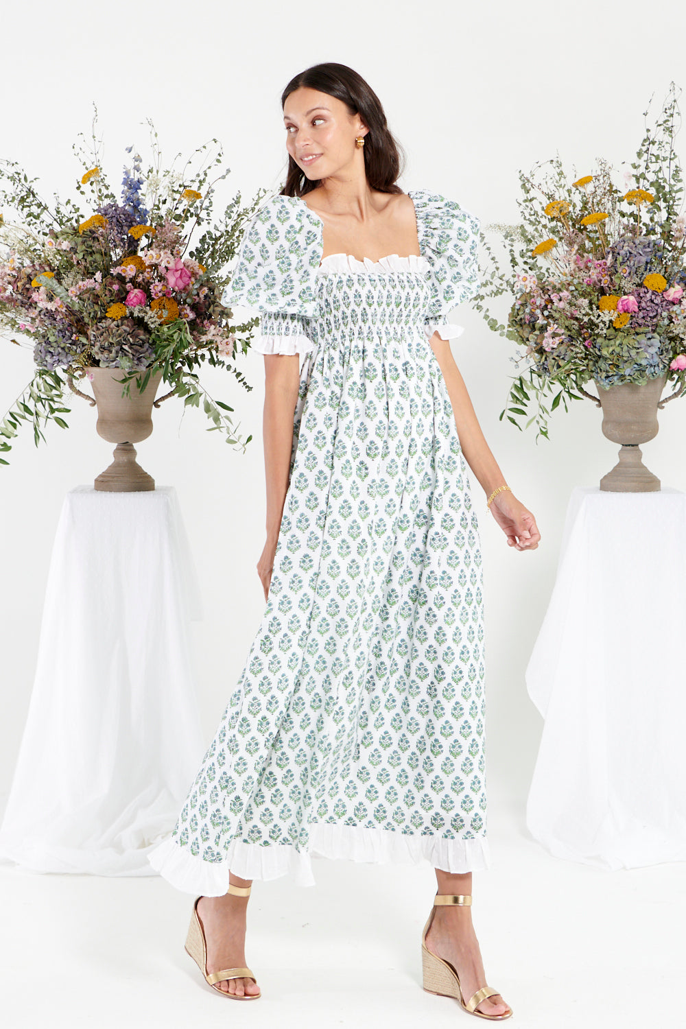 Riva Dress in Garden Fern – Neve & Noor