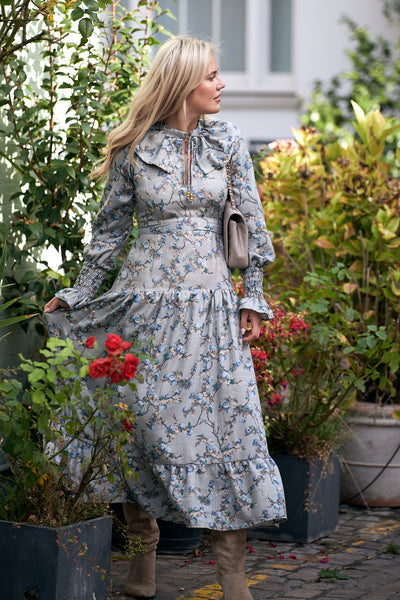 Tabitha Dress in Hortensia Grey Bleu