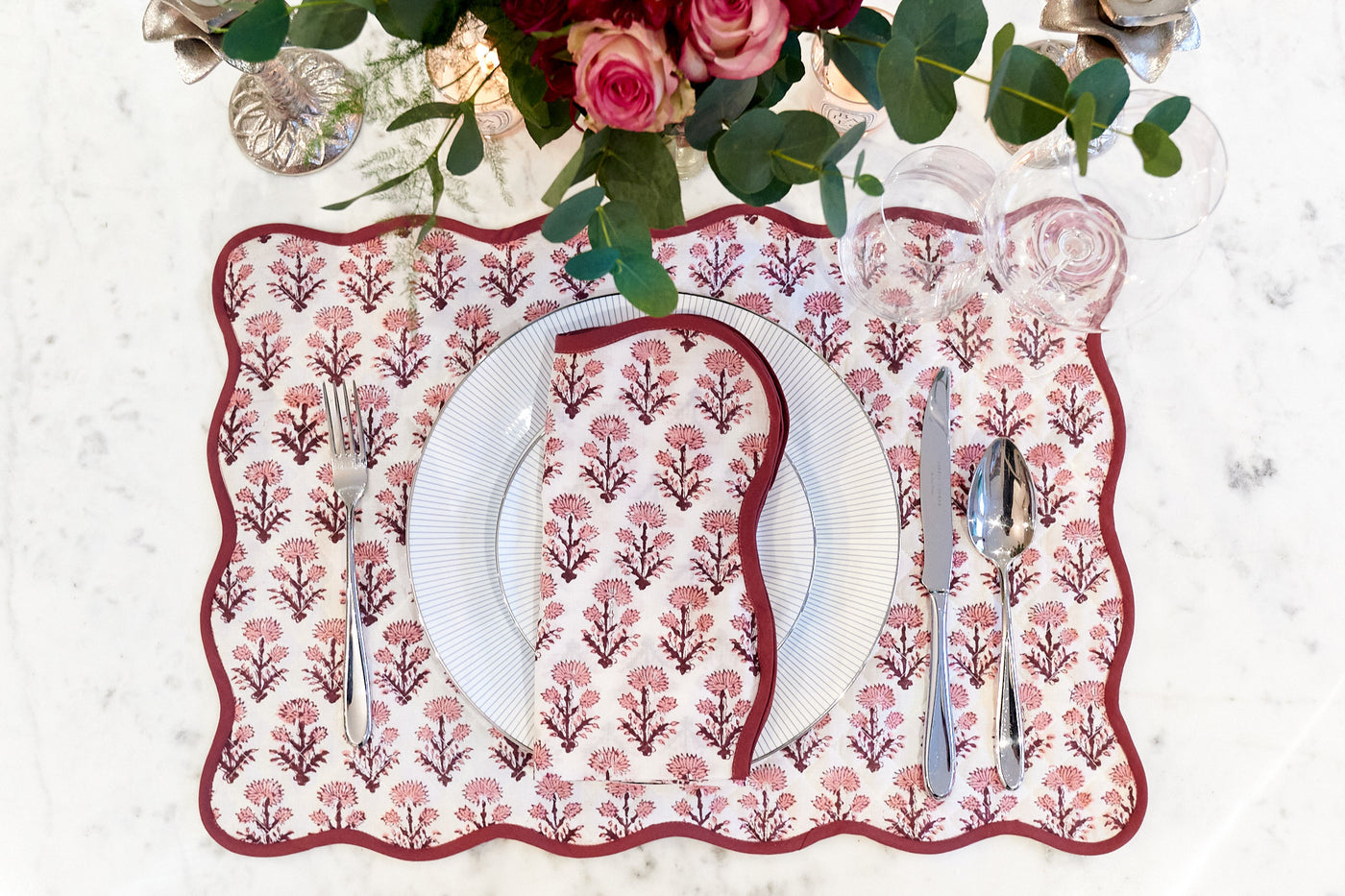 Burgundy Heather Burgundy Scalloped Napkin