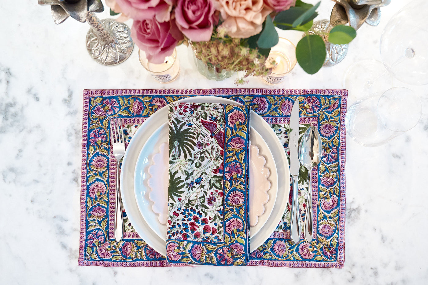 Violet Butterfly Palm Placemat & Napkin Set