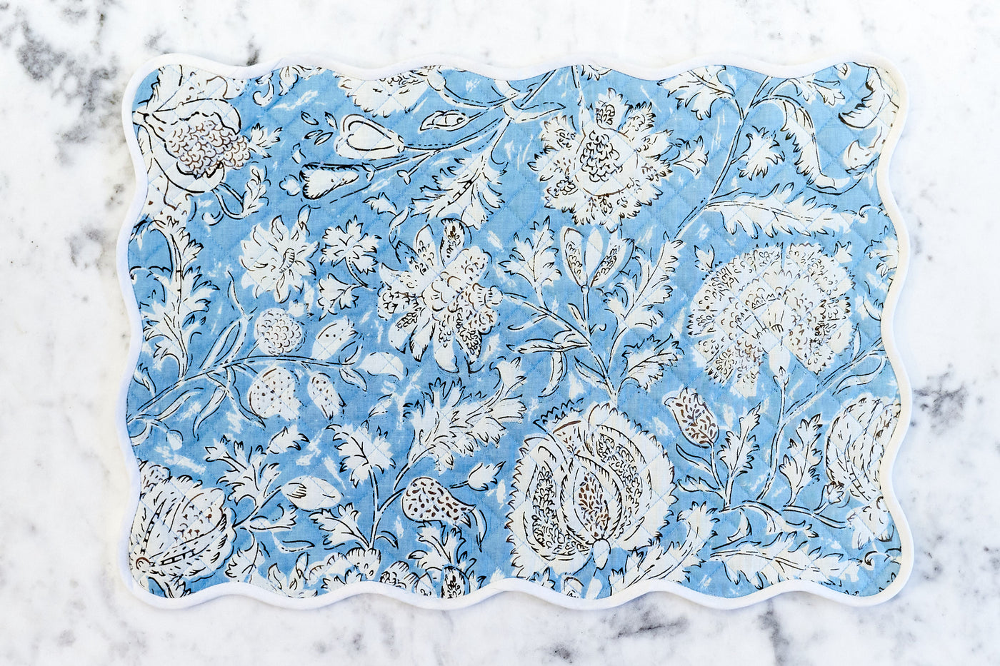 Sky Blue White Scalloped Placemat