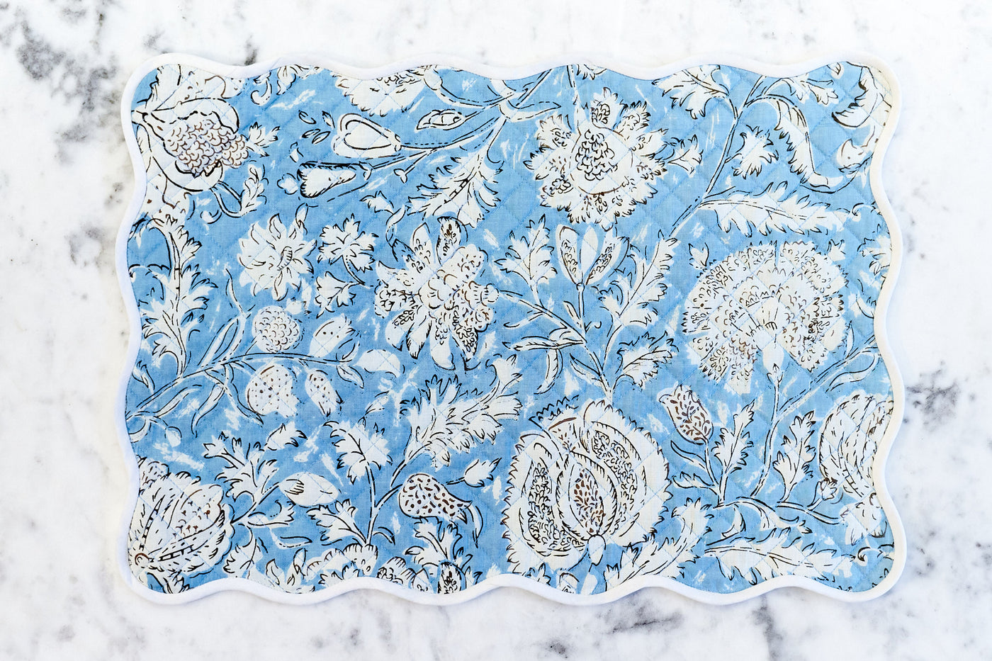 Sky Blue White Scalloped Placemat
