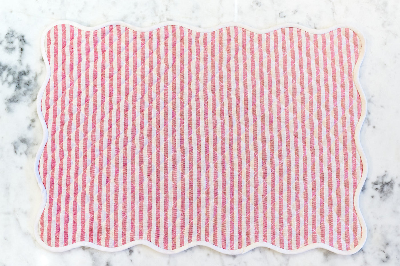 Blush Stripe White Scalloped Placemat