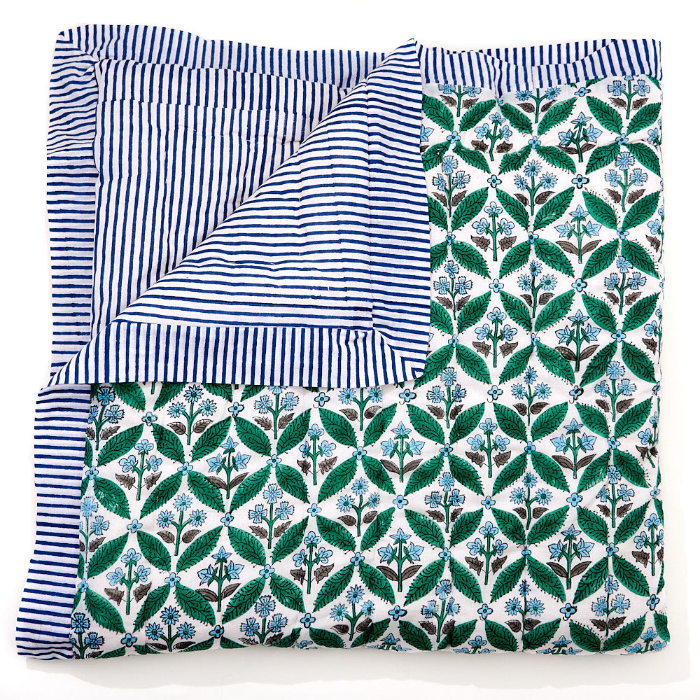 Verte Blue Stripe Baby Quilt