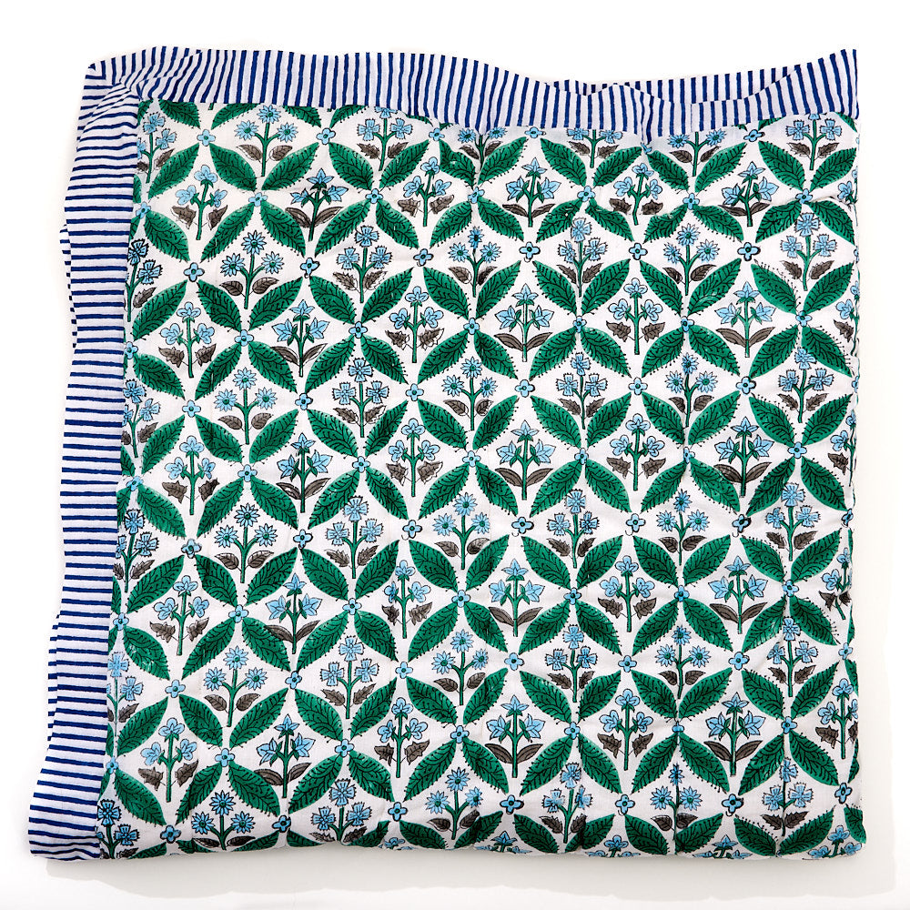 Vert Blue Stripe Baby Cot Bed Quilt