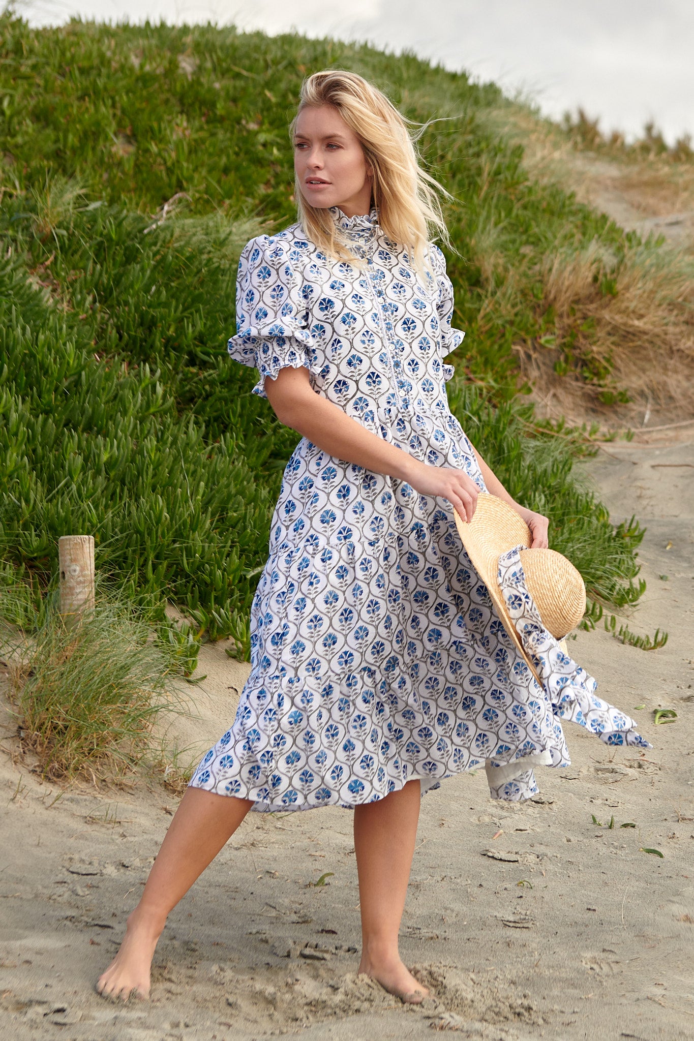Luella Dress in Sky Trellis
