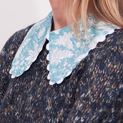 Chelsea Scalloped Collar in Cadet Floral