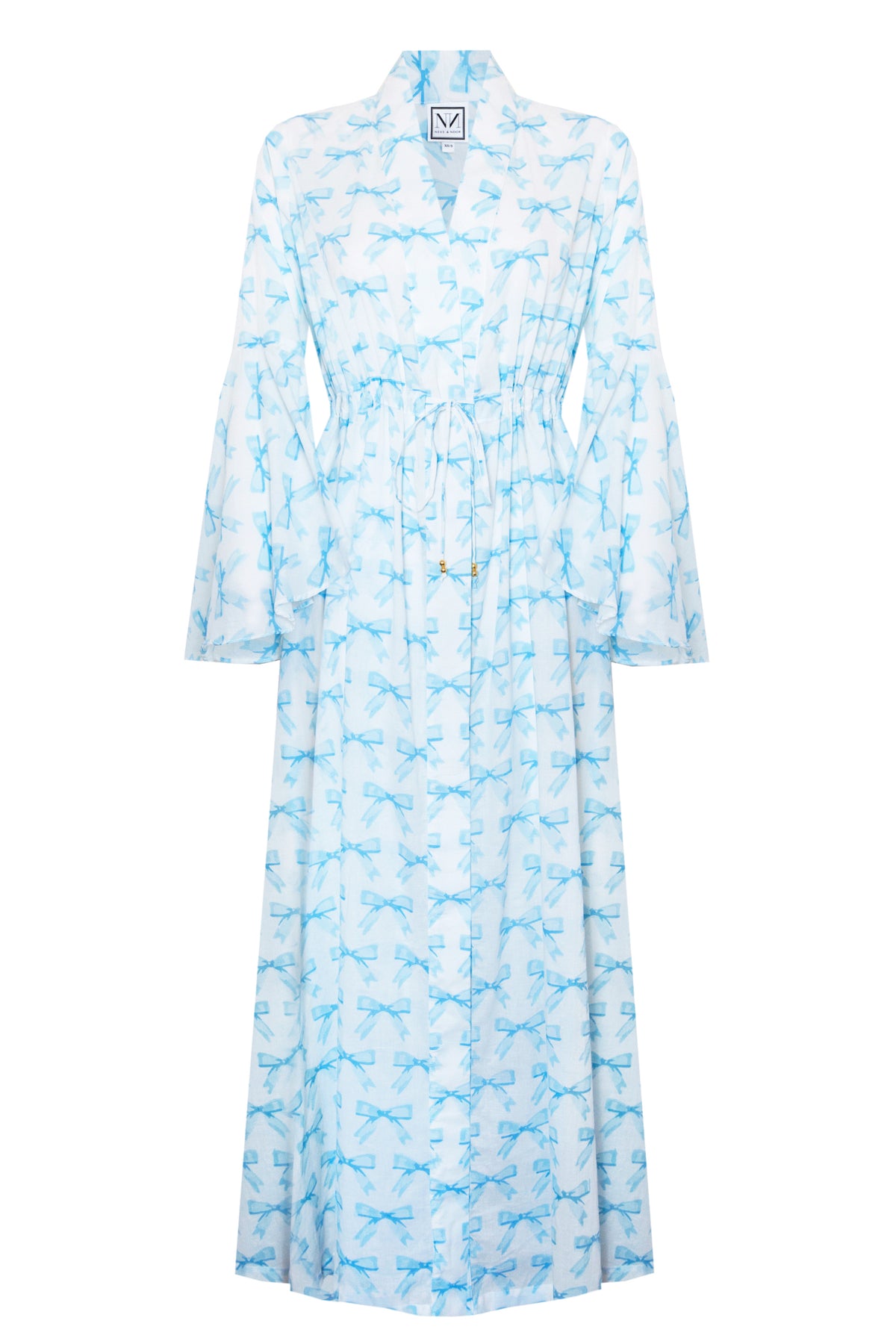 Dressing Gown in Blue Bow – Neve & Noor