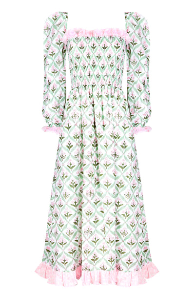 Lavinia Dress in Garden Trellis