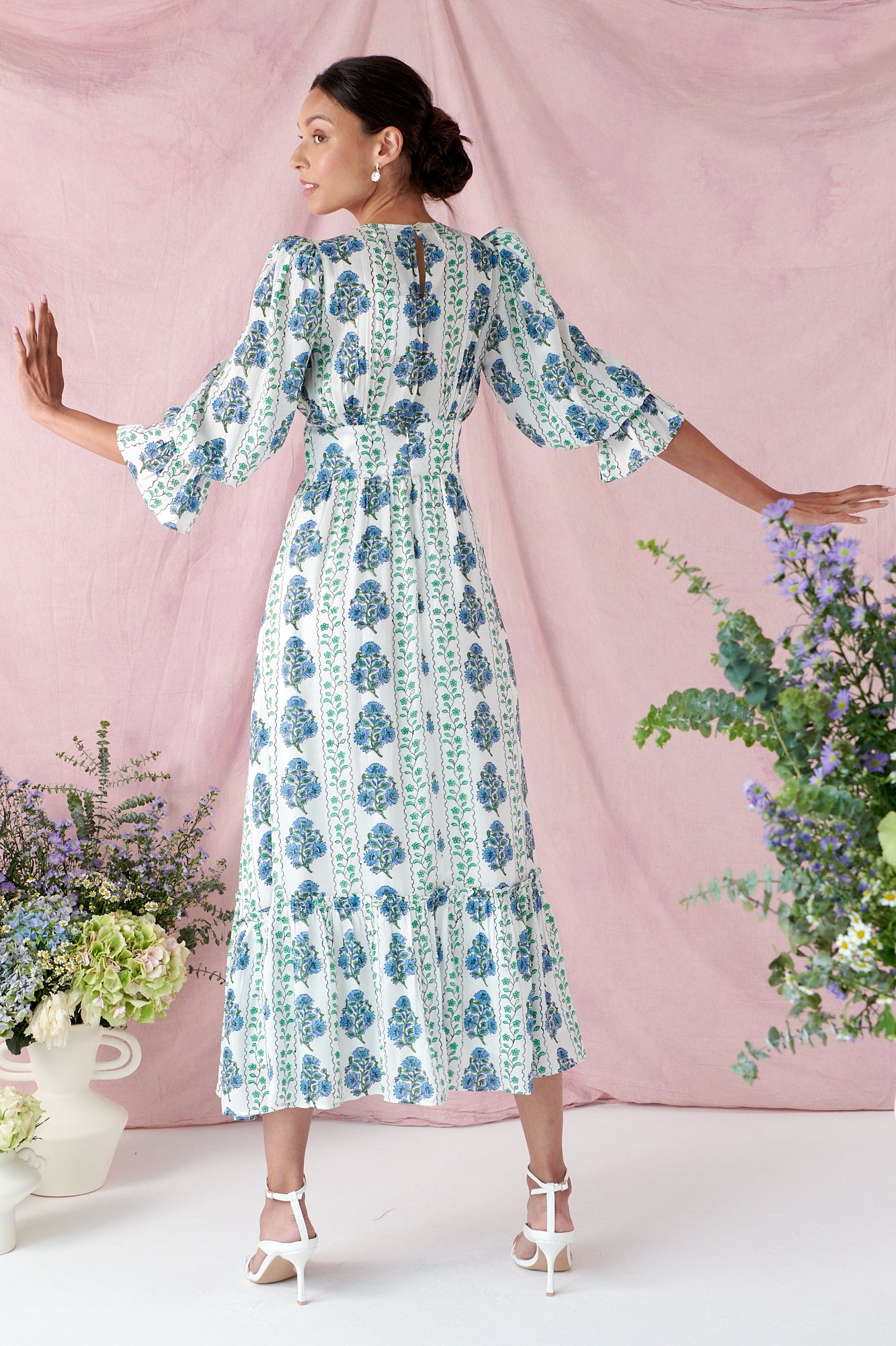 Sophia Dress in Floral Marine