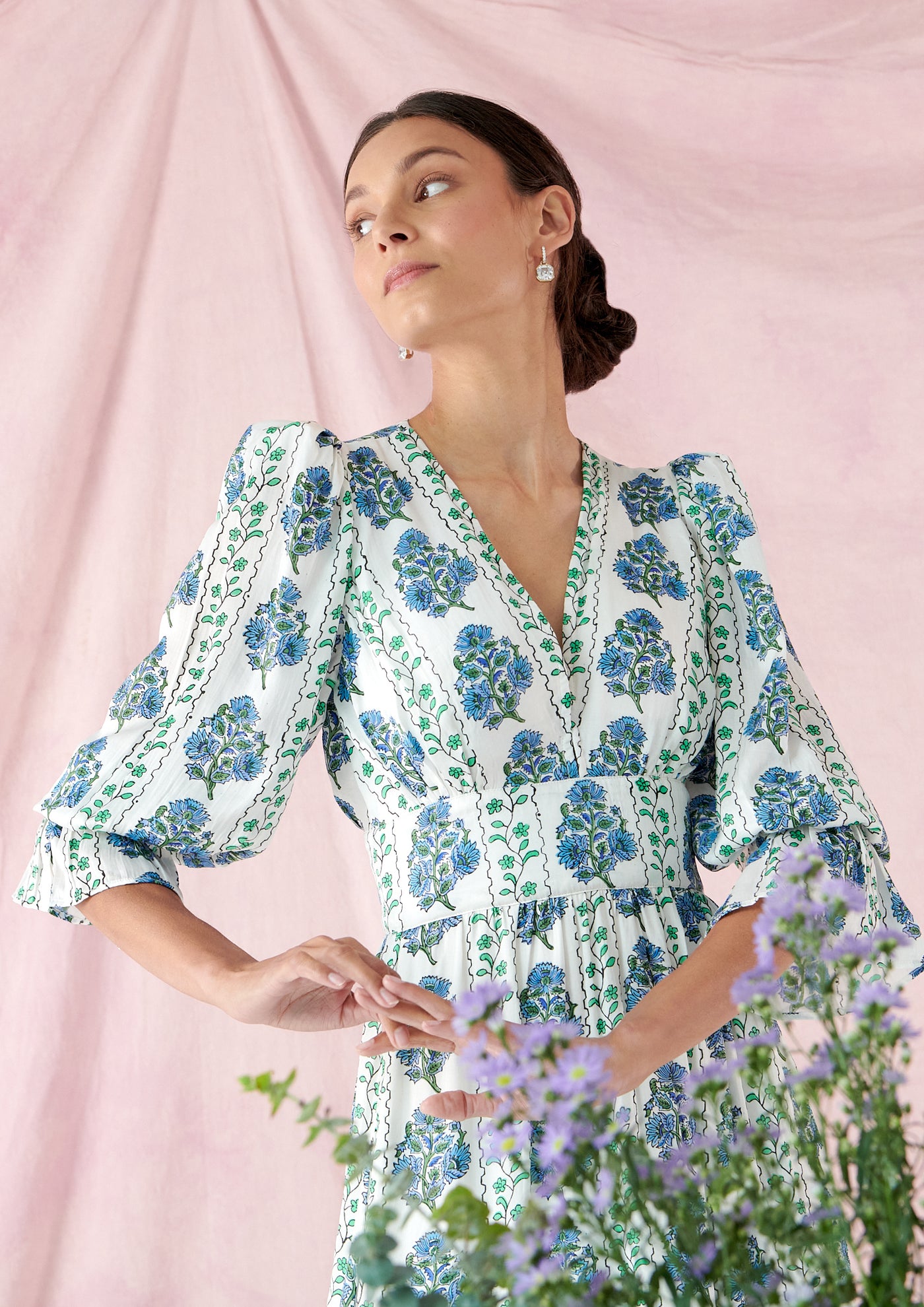 Sophia Dress in Floral Marine