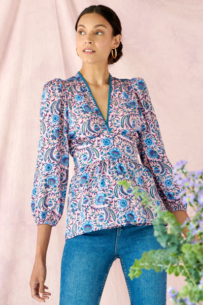 Sadie Wrap Top in Orchid Chintz