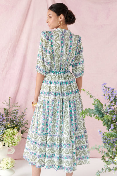 Katherine Dress in Olive Fleur