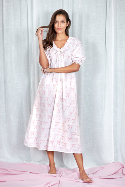 Long Nightdress in Pink Bow